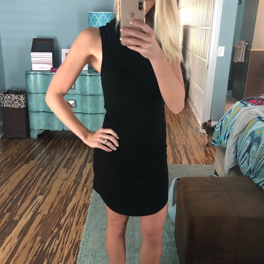 Black mock neck ribbed dress - Picture 7 of 8